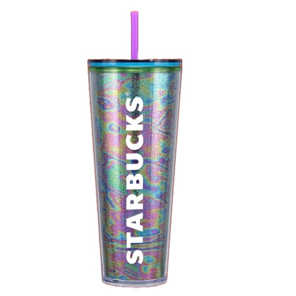 Starbucks 24 Oz Venti Sparkle Oil Slick Tumbler Acrylic Summer 2023 Glittery